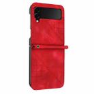 For Samsung Galaxy Z Flip4 YX0080 Grid Butterfly Embossed Pattern Flip Leather Phone Case with Lanyard(Red) - 2