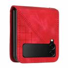 For Samsung Galaxy Z Flip4 YX0080 Grid Butterfly Embossed Pattern Flip Leather Phone Case with Lanyard(Red) - 3