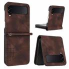 For Samsung Galaxy Z Flip4 YX0080 Grid Butterfly Embossed Pattern Flip Leather Phone Case with Lanyard(Coffee) - 1