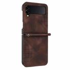 For Samsung Galaxy Z Flip4 YX0080 Grid Butterfly Embossed Pattern Flip Leather Phone Case with Lanyard(Coffee) - 2