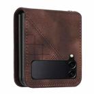 For Samsung Galaxy Z Flip4 YX0080 Grid Butterfly Embossed Pattern Flip Leather Phone Case with Lanyard(Coffee) - 3