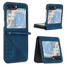 For Samsung Galaxy Z Flip5 YX0080 Grid Butterfly Embossed Pattern Flip Leather Phone Case with Lanyard(Dark Blue) - 1