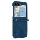 For Samsung Galaxy Z Flip5 YX0080 Grid Butterfly Embossed Pattern Flip Leather Phone Case with Lanyard(Dark Blue) - 2