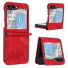 For Samsung Galaxy Z Flip5 YX0080 Grid Butterfly Embossed Pattern Flip Leather Phone Case with Lanyard(Red) - 1