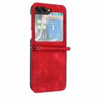 For Samsung Galaxy Z Flip5 YX0080 Grid Butterfly Embossed Pattern Flip Leather Phone Case with Lanyard(Red) - 2