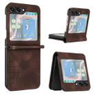 For Samsung Galaxy Z Flip5 YX0080 Grid Butterfly Embossed Pattern Flip Leather Phone Case with Lanyard(Coffee) - 1