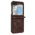 For Samsung Galaxy Z Flip5 YX0080 Grid Butterfly Embossed Pattern Flip Leather Phone Case with Lanyard(Coffee) - 2