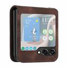 For Samsung Galaxy Z Flip5 YX0080 Grid Butterfly Embossed Pattern Flip Leather Phone Case with Lanyard(Coffee) - 3