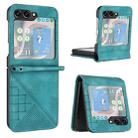 For Samsung Galaxy Z Flip5 YX0080 Grid Butterfly Embossed Pattern Flip Leather Phone Case with Lanyard(Light Blue) - 1