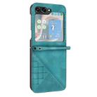 For Samsung Galaxy Z Flip5 YX0080 Grid Butterfly Embossed Pattern Flip Leather Phone Case with Lanyard(Light Blue) - 2