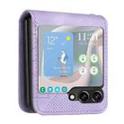 For Samsung Galaxy Z Flip5 YX0080 Grid Butterfly Embossed Pattern Flip Leather Phone Case with Lanyard(Light Purple) - 3