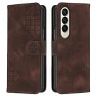 For Samsung Galaxy Z Fold3 5G YX0080 Grid Butterfly Embossed Pattern Flip Leather Phone Case with Lanyard(Coffee) - 1
