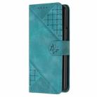 For Samsung Galaxy Z Fold3 5G YX0080 Grid Butterfly Embossed Pattern Flip Leather Phone Case with Lanyard(Light Blue) - 2