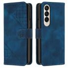 For Samsung Galaxy Z Fold4 YX0080 Grid Butterfly Embossed Pattern Flip Leather Phone Case with Lanyard(Dark Blue) - 1