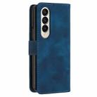 For Samsung Galaxy Z Fold4 YX0080 Grid Butterfly Embossed Pattern Flip Leather Phone Case with Lanyard(Dark Blue) - 3