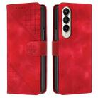 For Samsung Galaxy Z Fold4 YX0080 Grid Butterfly Embossed Pattern Flip Leather Phone Case with Lanyard(Red) - 1