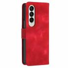 For Samsung Galaxy Z Fold4 YX0080 Grid Butterfly Embossed Pattern Flip Leather Phone Case with Lanyard(Red) - 3