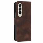 For Samsung Galaxy Z Fold4 YX0080 Grid Butterfly Embossed Pattern Flip Leather Phone Case with Lanyard(Coffee) - 3