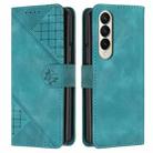 For Samsung Galaxy Z Fold4 YX0080 Grid Butterfly Embossed Pattern Flip Leather Phone Case with Lanyard(Light Blue) - 1