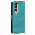 For Samsung Galaxy Z Fold4 YX0080 Grid Butterfly Embossed Pattern Flip Leather Phone Case with Lanyard(Light Blue) - 3