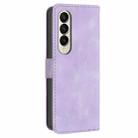 For Samsung Galaxy Z Fold4 YX0080 Grid Butterfly Embossed Pattern Flip Leather Phone Case with Lanyard(Light Purple) - 3