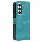 For Samsung Galaxy Z Fold5 YX0080 Grid Butterfly Embossed Pattern Flip Leather Phone Case with Lanyard(Light Blue) - 2