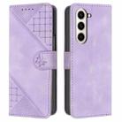 For Samsung Galaxy Z Fold5 YX0080 Grid Butterfly Embossed Pattern Flip Leather Phone Case with Lanyard(Light Purple) - 1