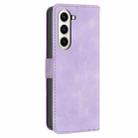 For Samsung Galaxy Z Fold5 YX0080 Grid Butterfly Embossed Pattern Flip Leather Phone Case with Lanyard(Light Purple) - 2