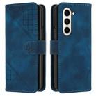 For Samsung Galaxy Z Fold6 YX0080 Grid Butterfly Embossed Pattern Flip Leather Phone Case with Lanyard(Dark Blue) - 1