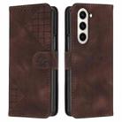 For Samsung Galaxy Z Fold6 YX0080 Grid Butterfly Embossed Pattern Flip Leather Phone Case with Lanyard(Coffee) - 1