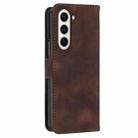 For Samsung Galaxy Z Fold6 YX0080 Grid Butterfly Embossed Pattern Flip Leather Phone Case with Lanyard(Coffee) - 2