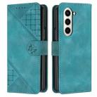 For Samsung Galaxy Z Fold6 YX0080 Grid Butterfly Embossed Pattern Flip Leather Phone Case with Lanyard(Light Blue) - 1