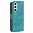 For Samsung Galaxy Z Fold6 YX0080 Grid Butterfly Embossed Pattern Flip Leather Phone Case with Lanyard(Light Blue) - 2