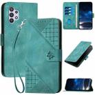 For Samsung Galaxy A32 5G YX0080 Grid Butterfly Embossed Pattern Flip Leather Phone Case with Lanyard(Light Blue) - 1