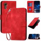 For Samsung Galaxy XCover 7 YX0080 Grid Butterfly Embossed Pattern Flip Leather Phone Case with Lanyard(Red) - 1