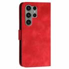 For Samsung Galaxy S23 Ultra 5G YX0080 Grid Butterfly Embossed Pattern Flip Leather Phone Case with Lanyard(Red) - 3