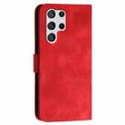 For Samsung Galaxy S22 Ultra 5G YX0080 Grid Butterfly Embossed Pattern Flip Leather Phone Case with Lanyard(Red) - 3