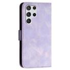 For Samsung Galaxy S22 Ultra 5G YX0080 Grid Butterfly Embossed Pattern Flip Leather Phone Case with Lanyard(Light Purple) - 3