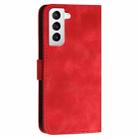 For Samsung Galaxy S21 5G YX0080 Grid Butterfly Embossed Pattern Flip Leather Phone Case with Lanyard(Red) - 3