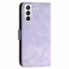 For Samsung Galaxy S21+ 5G YX0080 Grid Butterfly Embossed Pattern Flip Leather Phone Case with Lanyard(Light Purple) - 3