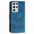 For Samsung Galaxy S21 Ultra 5G YX0080 Grid Butterfly Embossed Pattern Flip Leather Phone Case with Lanyard(Dark Blue) - 3