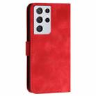 For Samsung Galaxy S21 Ultra 5G YX0080 Grid Butterfly Embossed Pattern Flip Leather Phone Case with Lanyard(Red) - 3