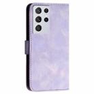 For Samsung Galaxy S21 Ultra 5G YX0080 Grid Butterfly Embossed Pattern Flip Leather Phone Case with Lanyard(Light Purple) - 3