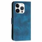 For iPhone 16 Pro YX0080 Grid Butterfly Embossed Pattern Flip Leather Phone Case with Lanyard(Dark Blue) - 3