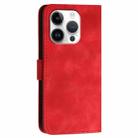 For iPhone 16 Pro YX0080 Grid Butterfly Embossed Pattern Flip Leather Phone Case with Lanyard(Red) - 3