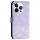 For iPhone 16 Pro YX0080 Grid Butterfly Embossed Pattern Flip Leather Phone Case with Lanyard(Light Purple) - 3