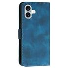 For iPhone 16 Plus YX0080 Grid Butterfly Embossed Pattern Flip Leather Phone Case with Lanyard(Dark Blue) - 3