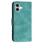 For iPhone 16 Plus YX0080 Grid Butterfly Embossed Pattern Flip Leather Phone Case with Lanyard(Light Blue) - 3