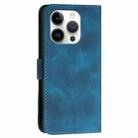 For iPhone 15 Pro YX0080 Grid Butterfly Embossed Pattern Flip Leather Phone Case with Lanyard(Dark Blue) - 3