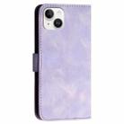 For iPhone 15 Plus YX0080 Grid Butterfly Embossed Pattern Flip Leather Phone Case with Lanyard(Light Purple) - 3